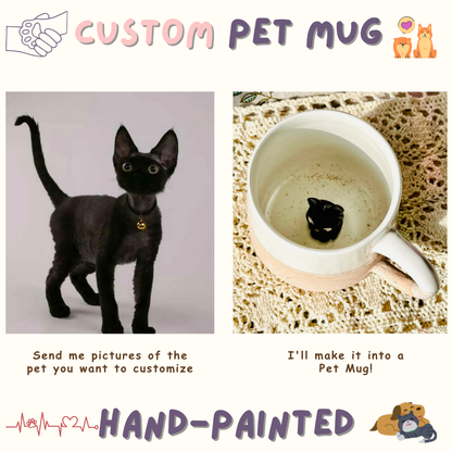 Handgemachte Keramiktasse für Haustiere, personalisierte Kaffeetasse mit Hunde- oder Katzenfigur