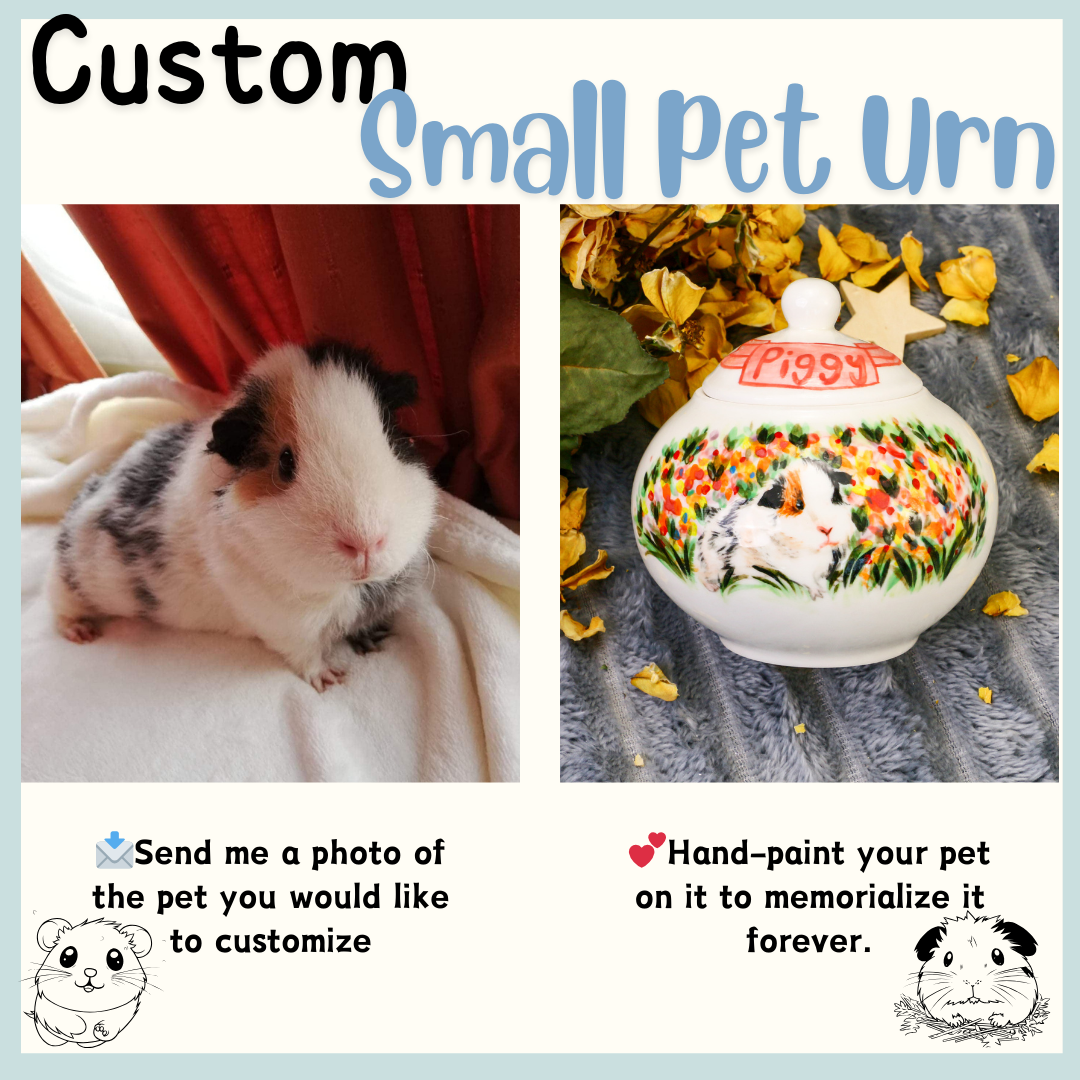 Custom Pet Ceramic Urn, Personalized Hand-Painted Pet Portrait Urn for Memorial & Keepsake
