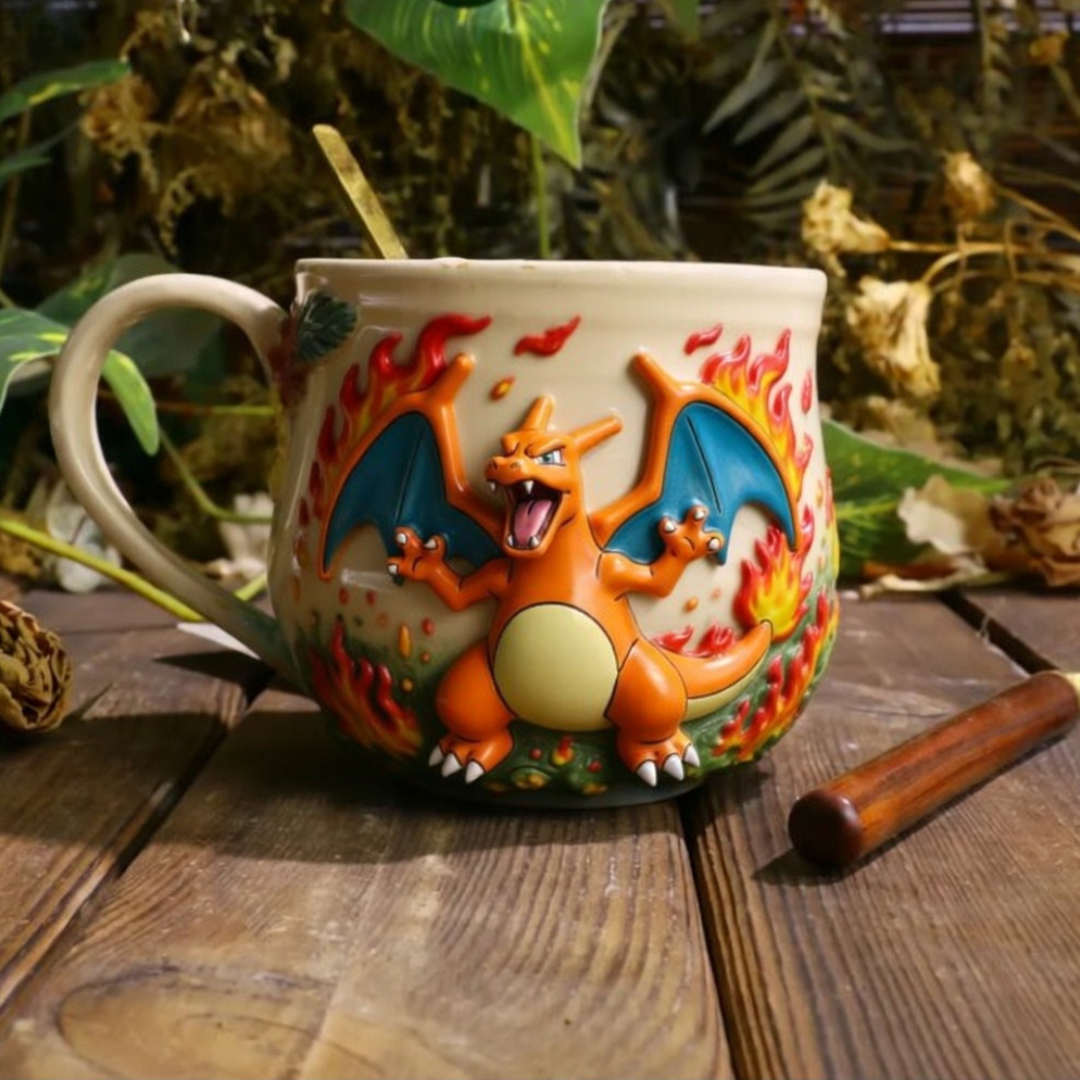 Custom Pokémon Ceramic Mug – Handmade 3D Relief Anime Cup for Gifts