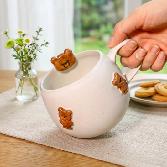 Handmade 3D Bear Mug – Cute Ceramic Coffee Cup with Adorable Bear Accents
