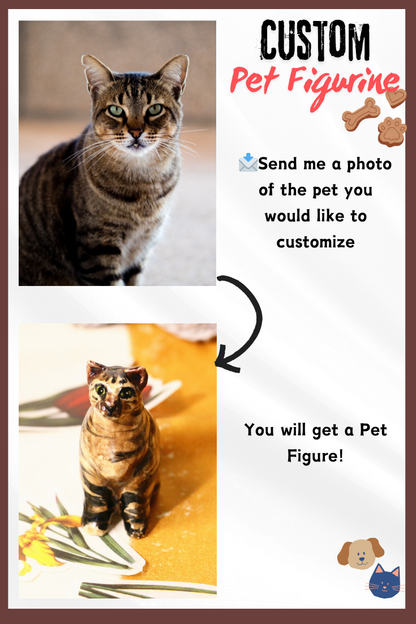 Personalisierte Katzen Keramik Figur, Personalisierte Haustier Skulptur, Handgemachte Katzen Keramik Miniatur