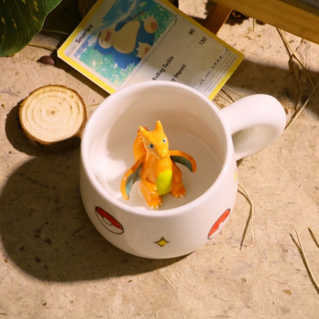 Custom Pokémon-Inspired Mug, Handmade Ceramic Coffee Cup with Surprise Character Inside