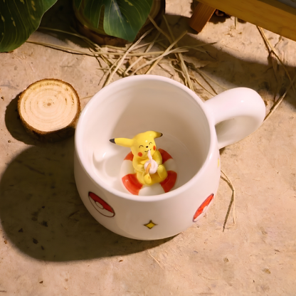 Custom Pokémon-Inspired Mug, Handmade Ceramic Coffee Cup with Surprise Character Inside