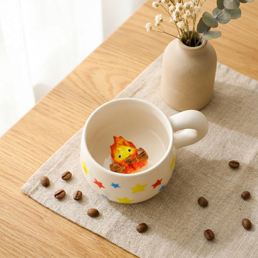 Handmade Calcifer Mug – Fiery Ghibli Magic for Tea & Coffee Lovers