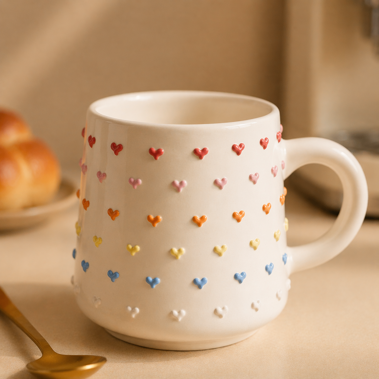 Cute Handmade 3D Heart Mug – Personalized Ceramic Coffee Cup for Coffee Lovers
