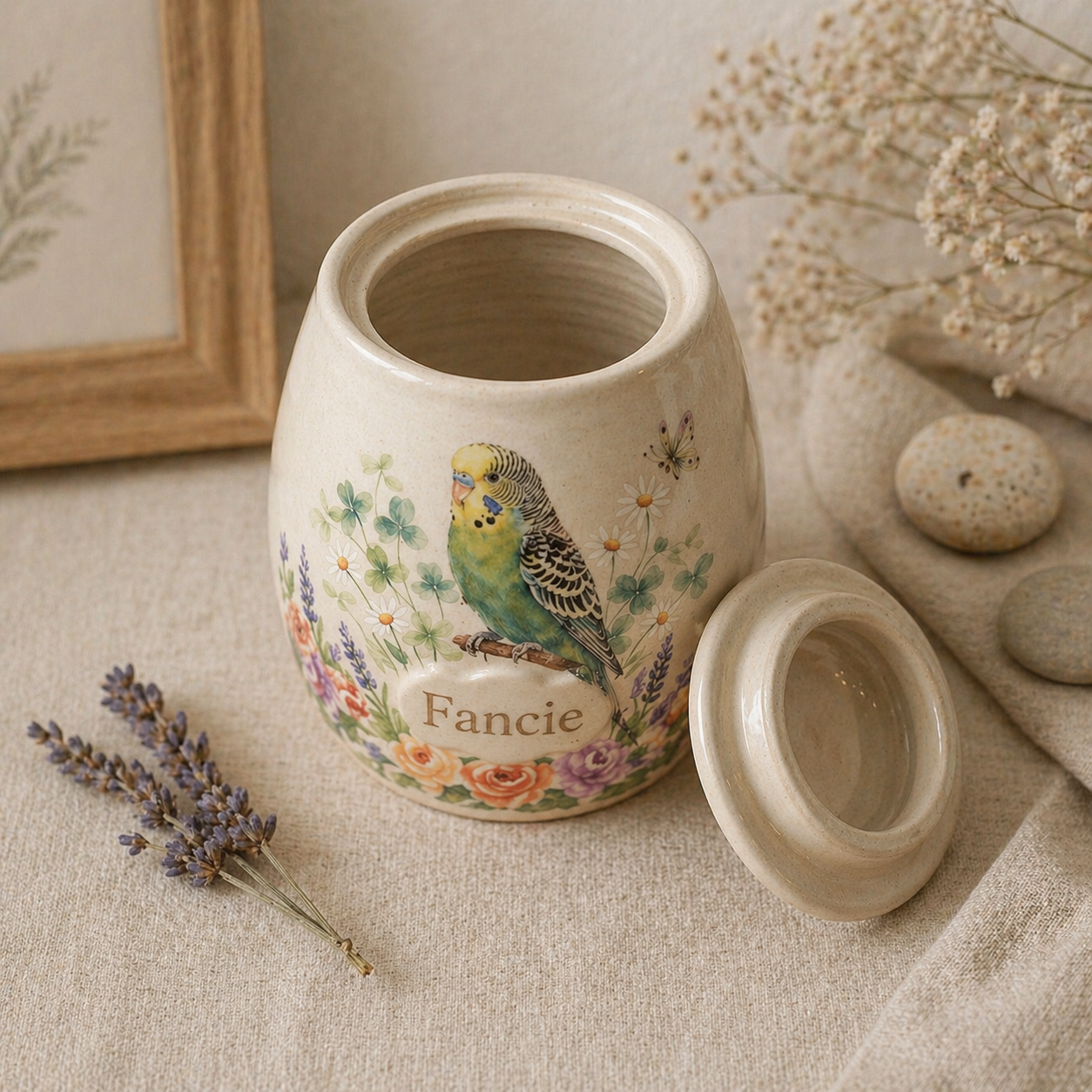 Custom Pet Portrait Ceramic Memorial Urn – Handmade Pet Ashes Keepsake