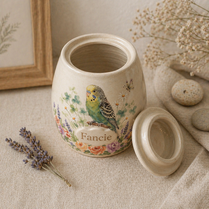 Custom Pet Portrait Ceramic Memorial Urn – Handmade Pet Ashes Keepsake