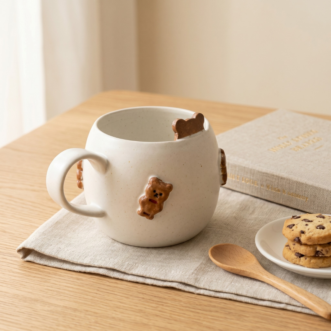 Handmade 3D Bear Mug – Cute Ceramic Coffee Cup with Adorable Bear Accents