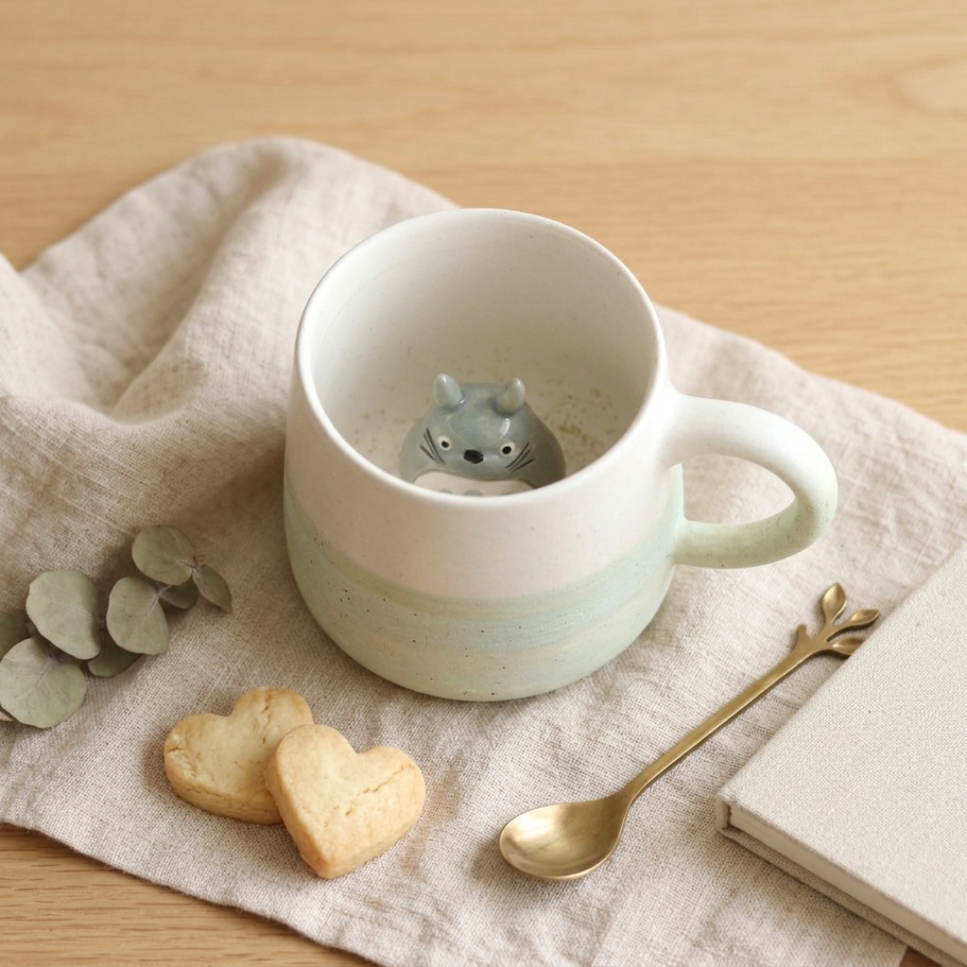 Totoro Handgemachte Keramiktasse – Gemütliches Ghibli-Geschenk für Anime- und Teeliebhaber