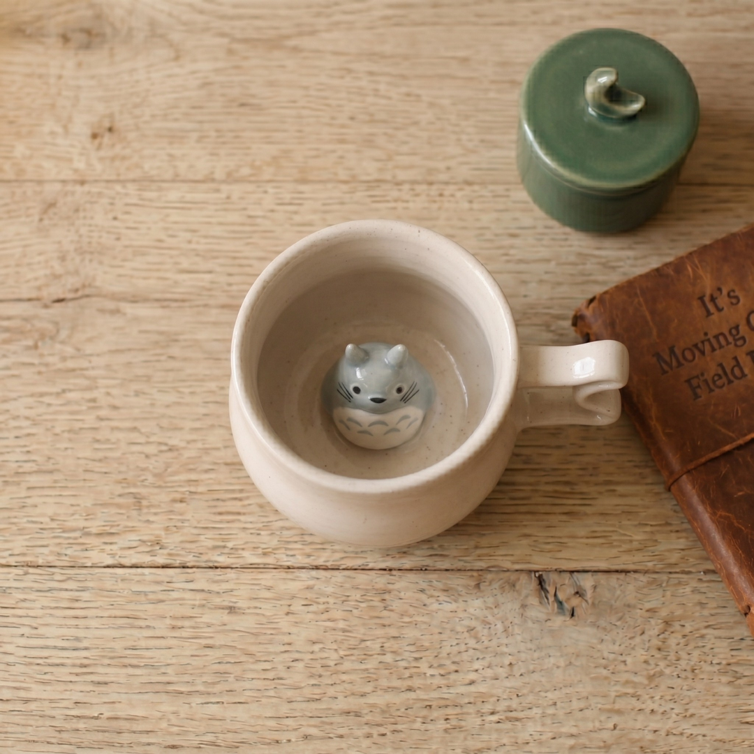 Handmade Calcifer Ceramic Mug – Personalized Pottery Gift for Studio Ghibli Fans