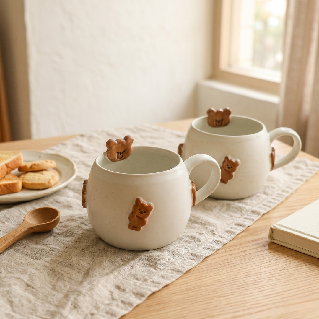 Handmade 3D Bear Mug – Cute Ceramic Coffee Cup with Adorable Bear Accents