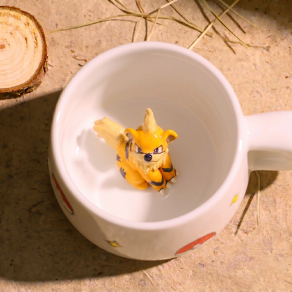Custom Pokémon-Inspired Mug, Handmade Ceramic Coffee Cup with Surprise Character Inside