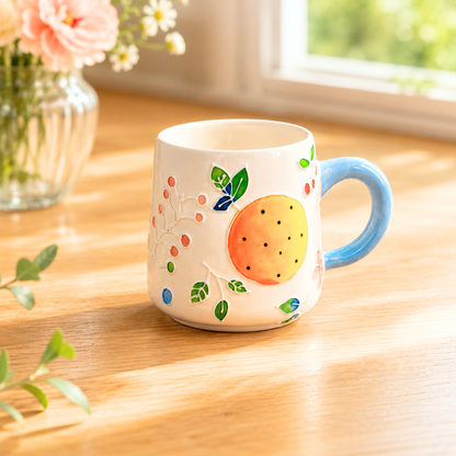 Handmade Ceramic Coffee Mug, Hand-painted Fruit Personalized Pottery Cup