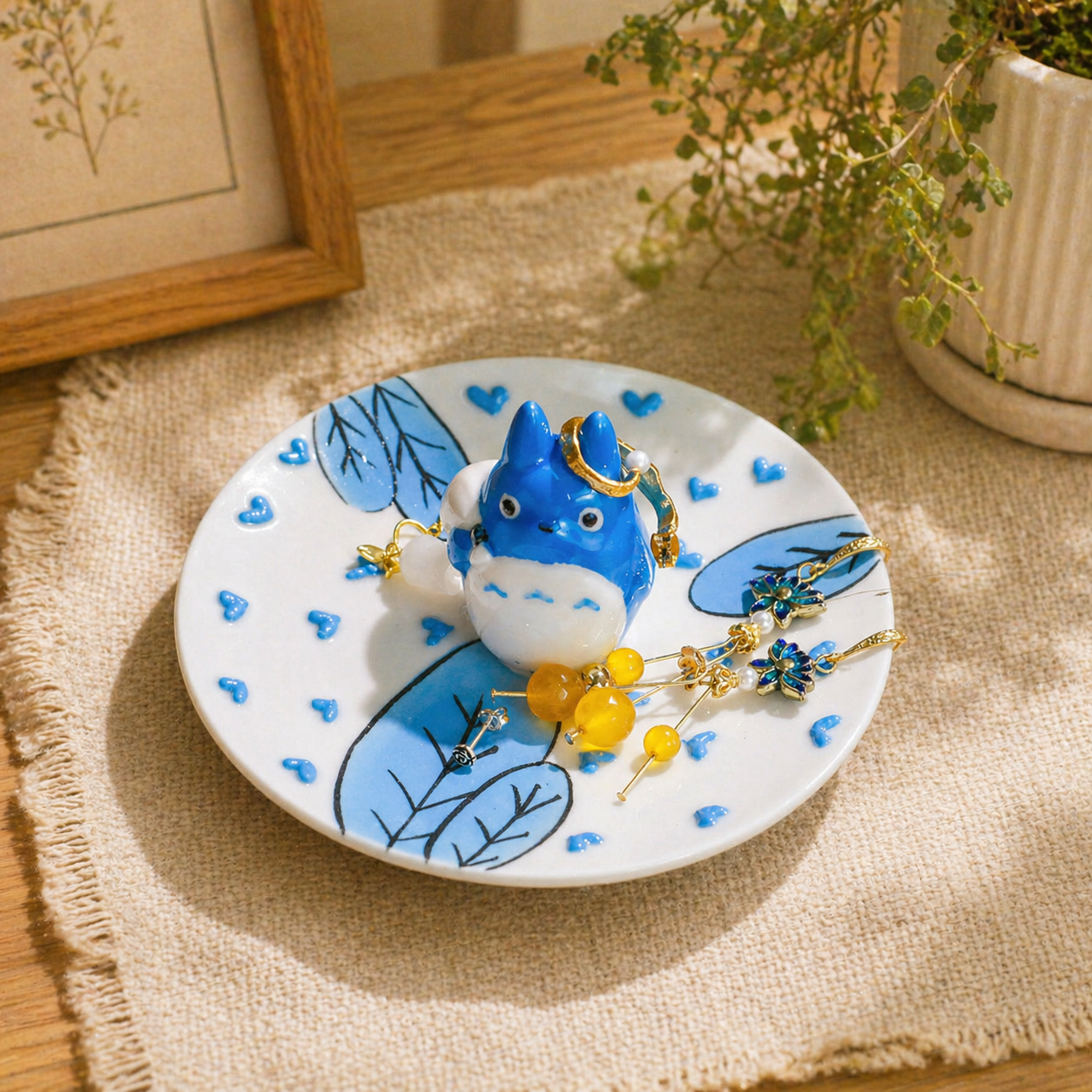 Kawaii Totoro Ceramic Ring Dish – Handmade Jewelry Tray & Gift for Ghibli Fans