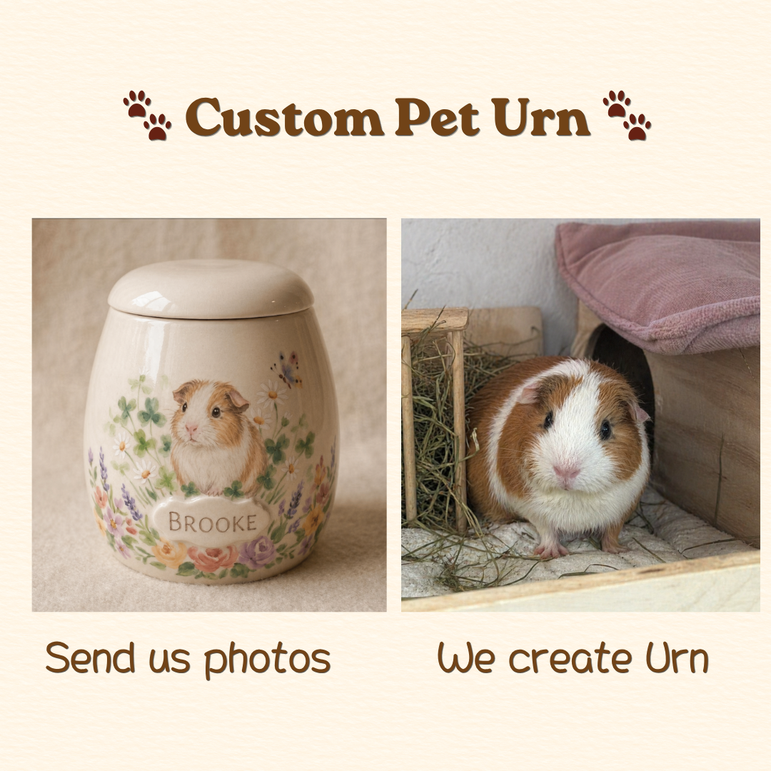 Custom Pet Portrait Ceramic Memorial Urn – Handmade Pet Ashes Keepsake