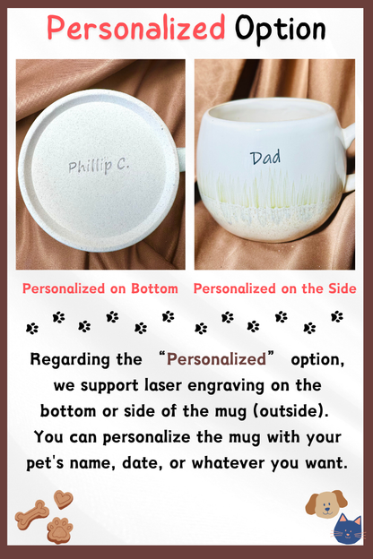 Custom Ceramic Pet Mug, 9Oz Handmade Personalized Coffee Mug with Dog or Cat Figurine