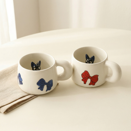 Jiji Handmade Anime Ceramic Coffee Mug, Character Inside Mug for Gifts
