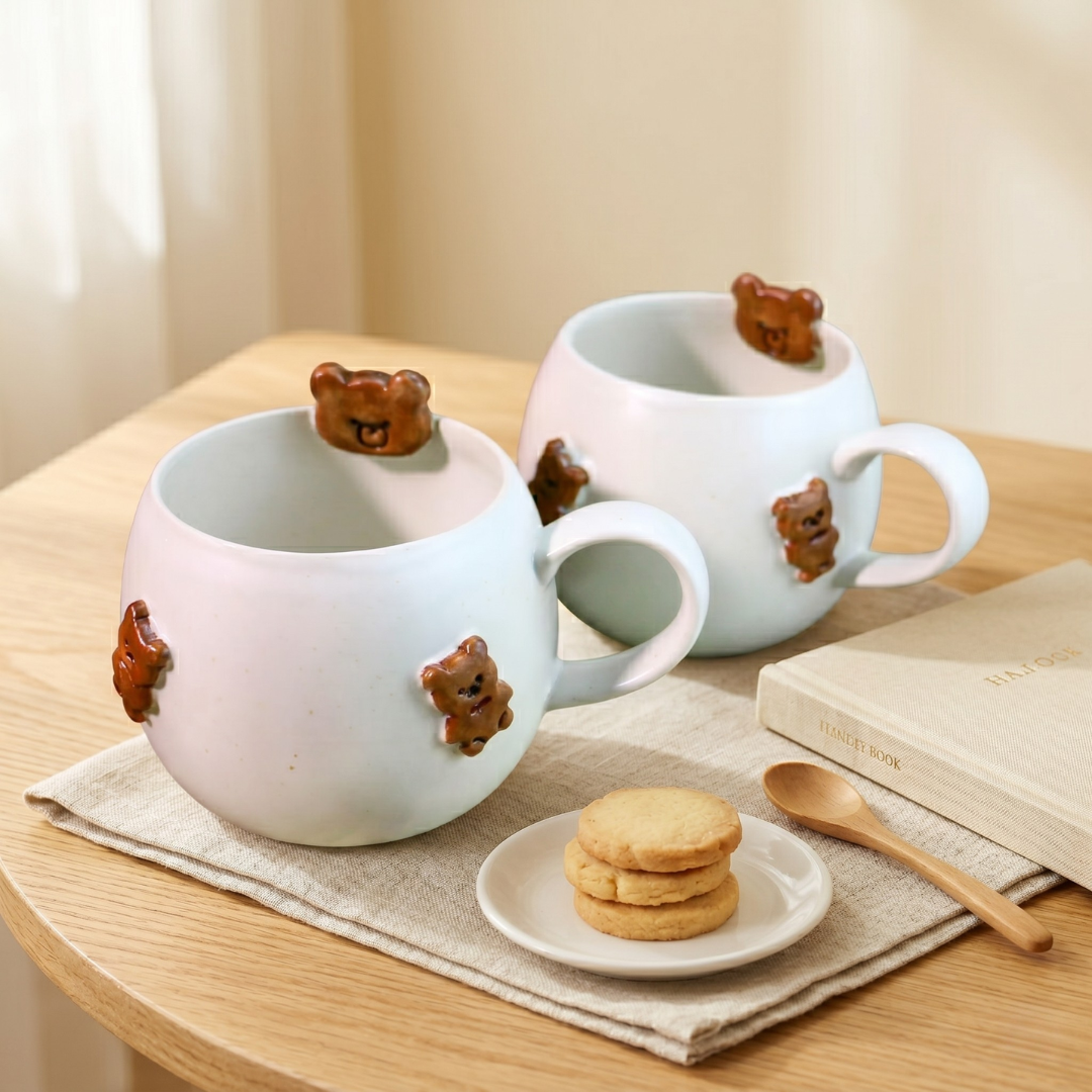 Handmade 3D Bear Mug – Cute Ceramic Coffee Cup with Adorable Bear Accents