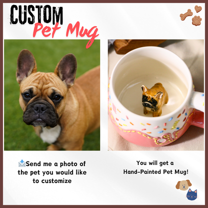 Custom 3D Pet Portrait Mug, Handmade Personalized Coffee Mug with Dog or Cat Figurine