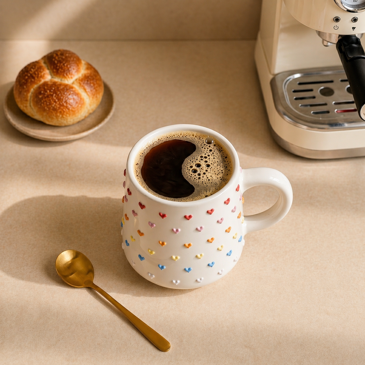 Cute Handmade 3D Heart Mug – Personalized Ceramic Coffee Cup for Coffee Lovers