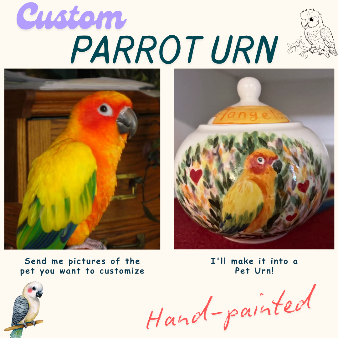 Custom Pet Ceramic Urn, Personalized Hand-Painted Pet Portrait Urn for Memorial & Keepsake