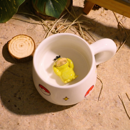 Custom Pokémon-Inspired Mug, Handmade Ceramic Coffee Cup with Surprise Character Inside