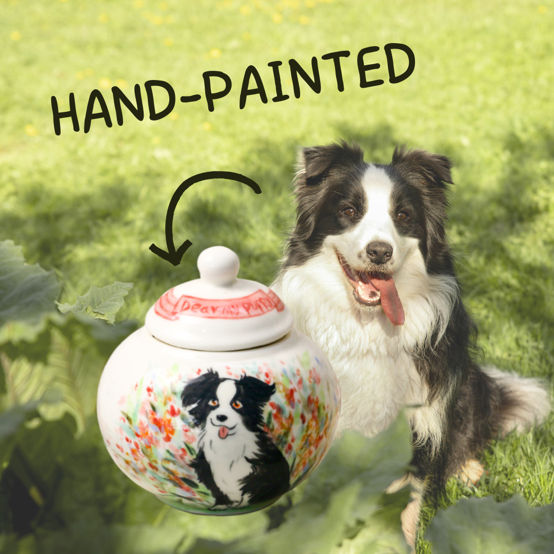 Custom Pet Ceramic Urn, Personalized Hand-painted Pet Portrait Urn for Memorial & Keepsake