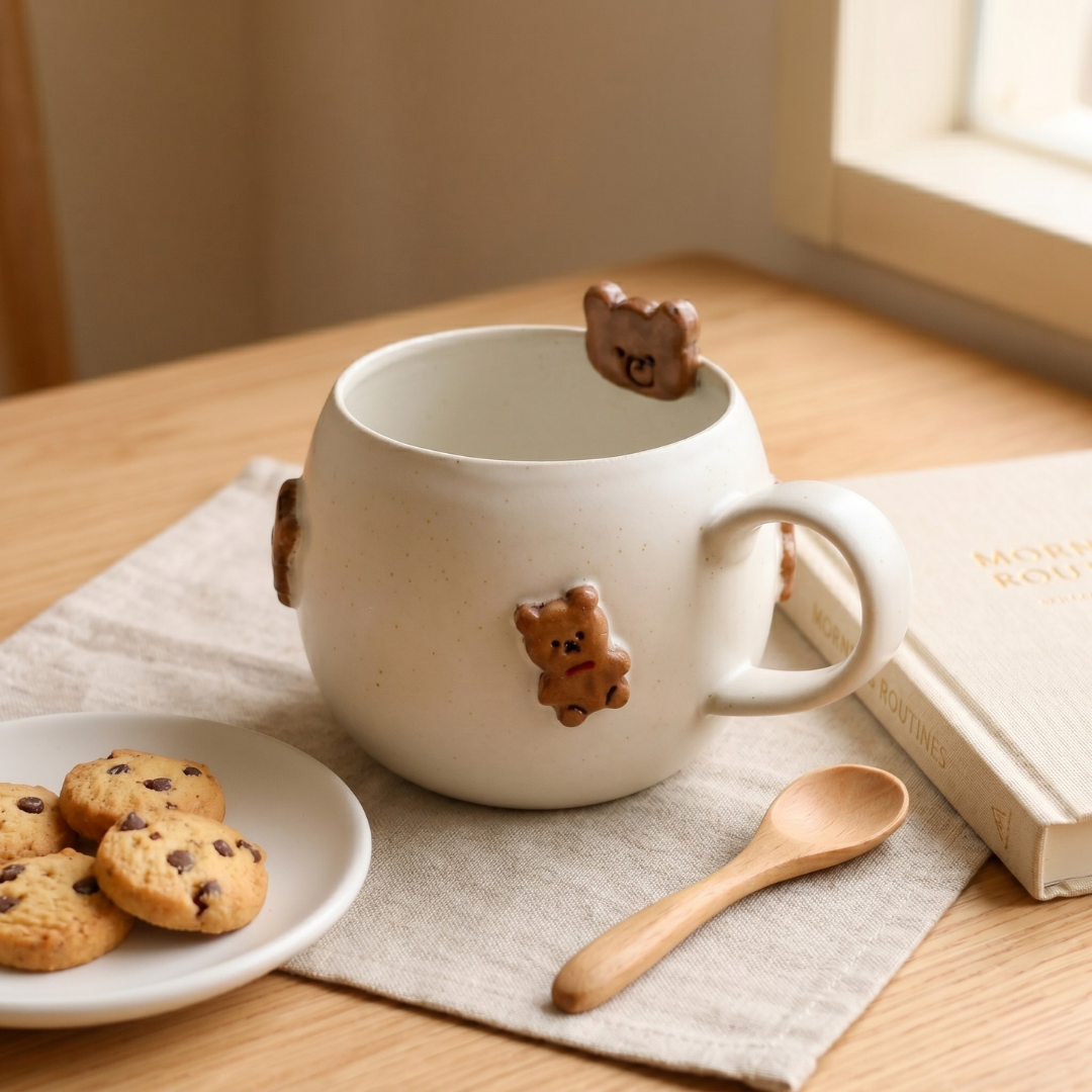 Handmade 3D Bear Mug – Cute Ceramic Coffee Cup with Adorable Bear Accents