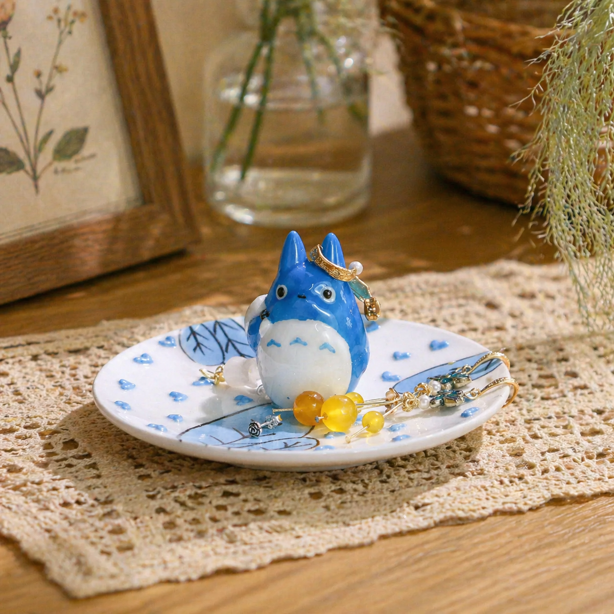 Kawaii Totoro Ceramic Ring Dish – Handmade Jewelry Tray & Gift for Ghibli Fans