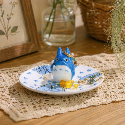 Kawaii Totoro Ceramic Ring Dish – Handmade Jewelry Tray & Gift for Ghibli Fans