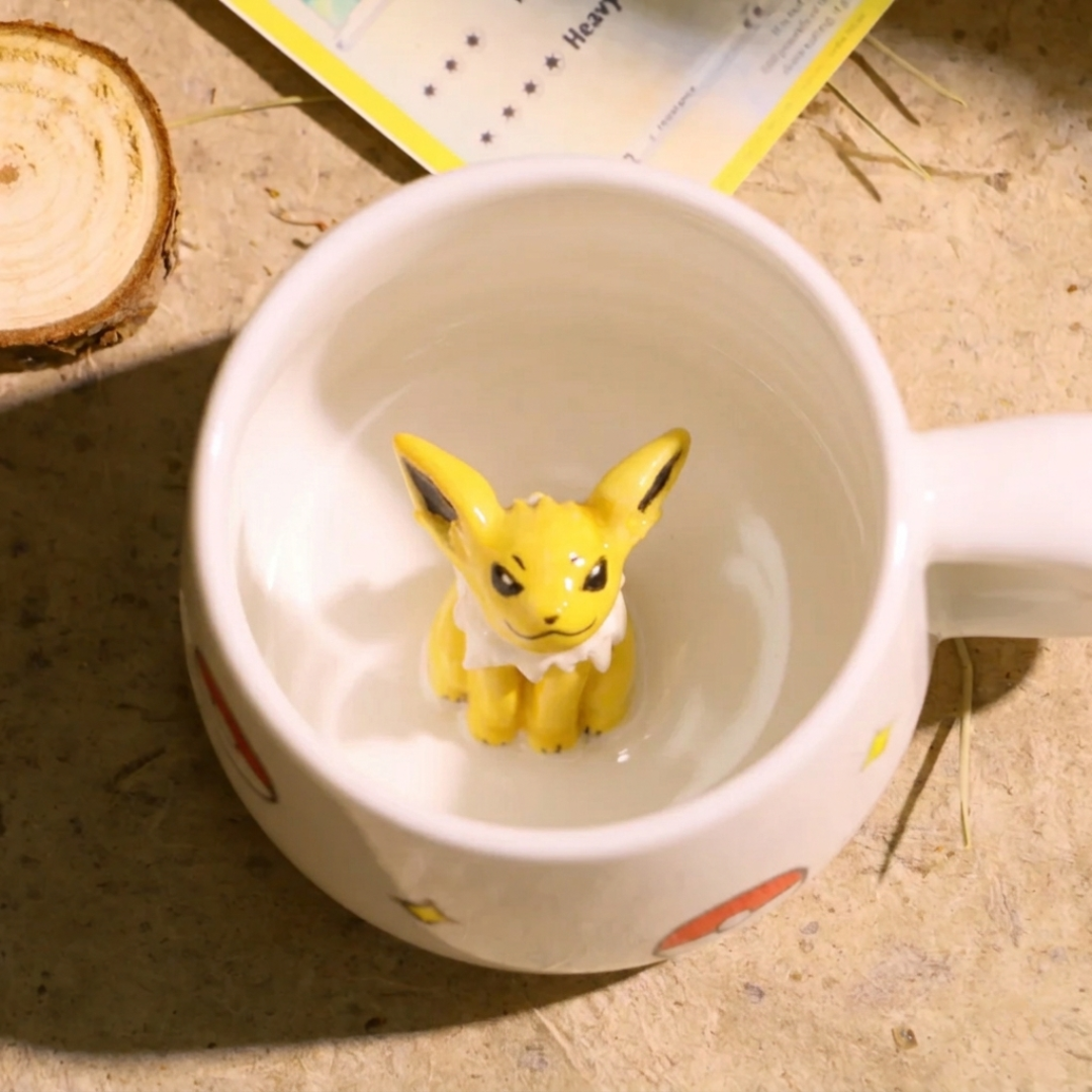 Custom Pokémon-Inspired Mug, Handmade Ceramic Coffee Cup with Surprise Character Inside