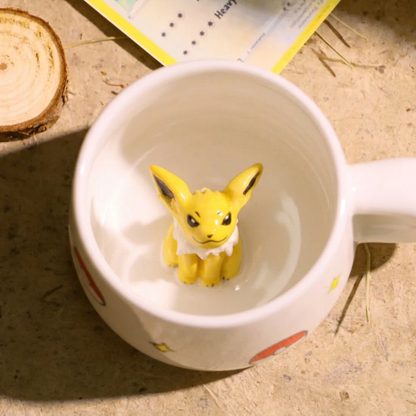 Custom Pokémon-Inspired Mug, Handmade Ceramic Coffee Cup with Surprise Character Inside
