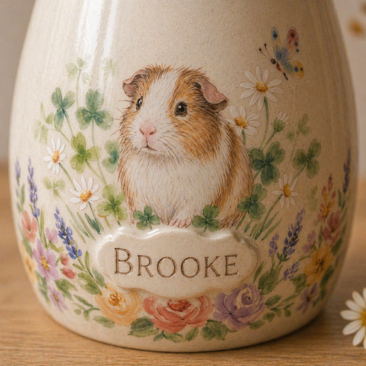 Custom Pet Portrait Ceramic Memorial Urn – Handmade Pet Ashes Keepsake