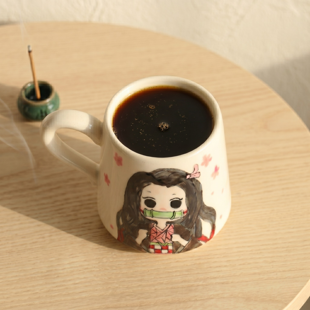 Demon-Slayer Nezuko Ceramic Mugs, Personalized Ceramic Cup for Anime Lovers