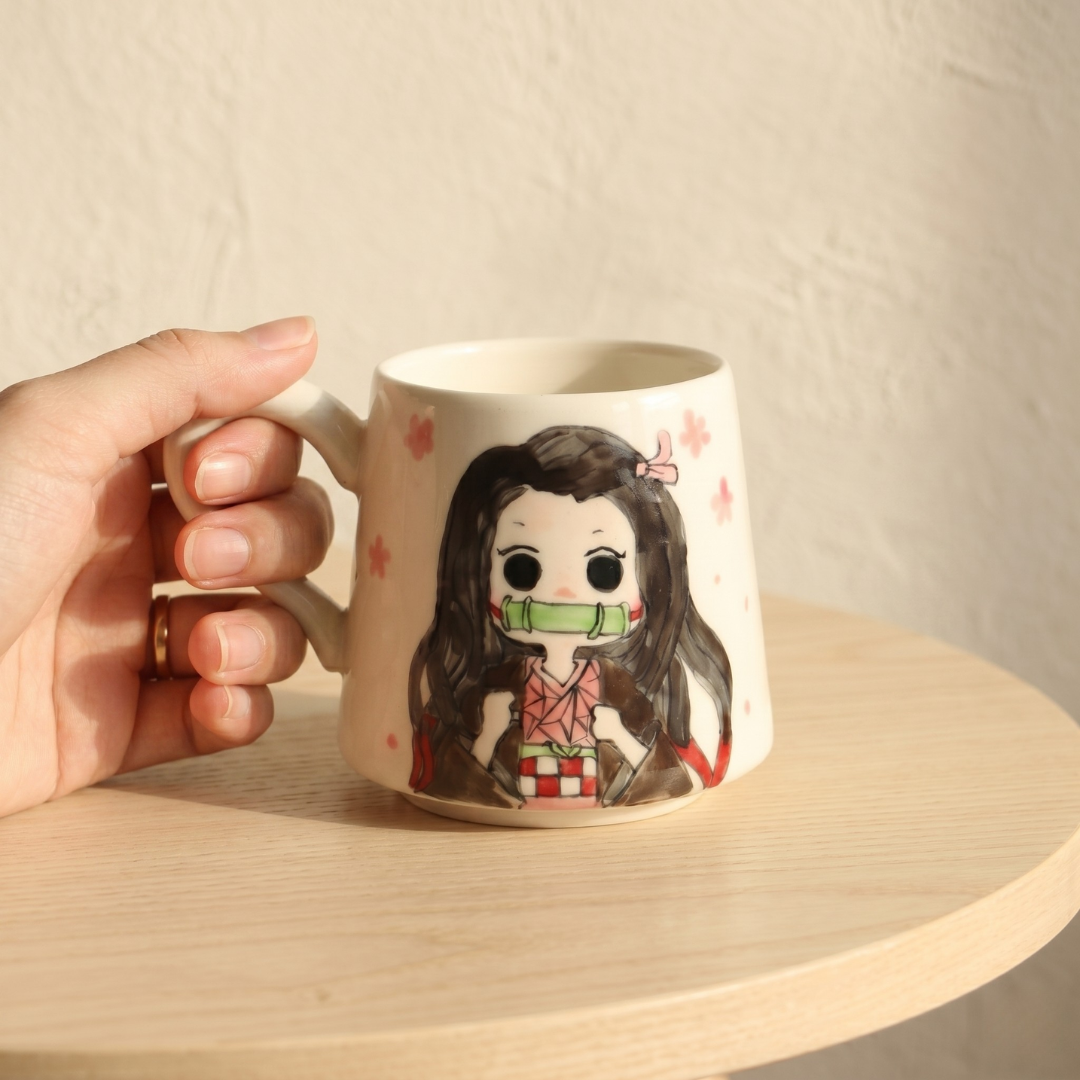 Demon-Slayer Nezuko Ceramic Mugs, Personalized Ceramic Cup for Anime Lovers