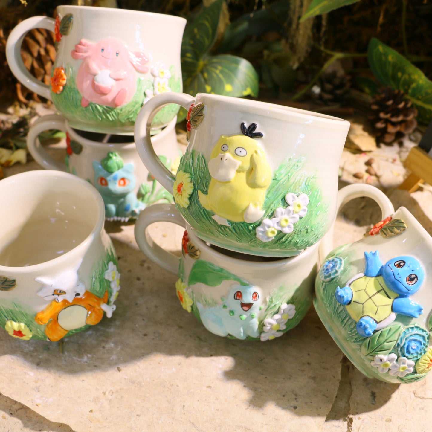 Custom Pokémon Ceramic Mug – Handmade 3D Relief Anime Cup for Gifts