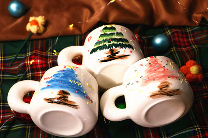 Cute Handmade Ceramic Mug – Hand-Painted Christmas Tree Design