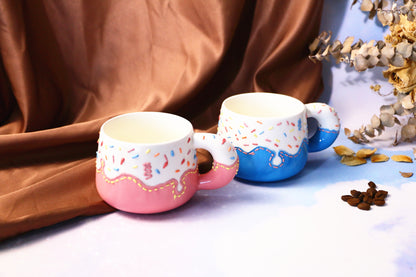 Cute Ice Cream Ceramic Coffee Cup with Sprinkles, Frosting Design