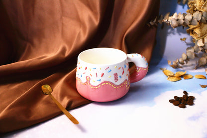 Cute Ice Cream Ceramic Coffee Cup with Sprinkles, Frosting Design