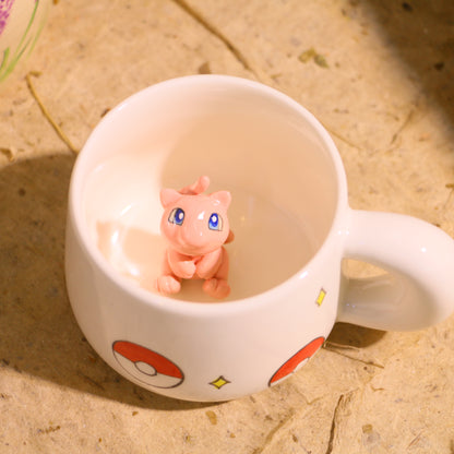 Custom Pokémon-Inspired Mug, Handmade Ceramic Coffee Cup with Surprise Character Inside
