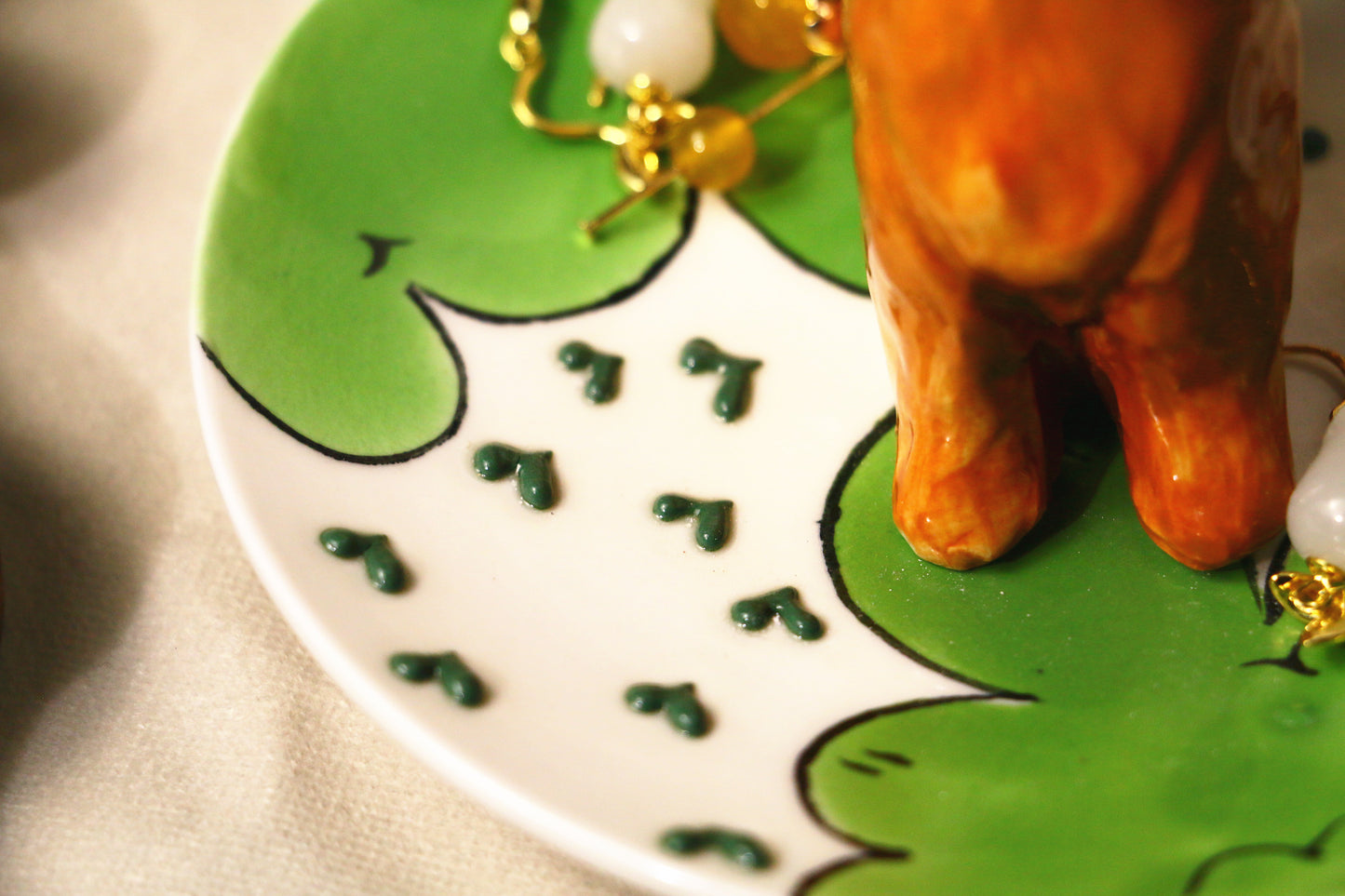 Custom Dog Ceramic Ring Dish, Personalized Handmade Pet Jewel Holder Tray