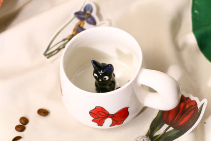 Custom Ceramic Pet Mug, 9Oz Handmade Personalized Coffee Mug with Dog or Cat Figurine