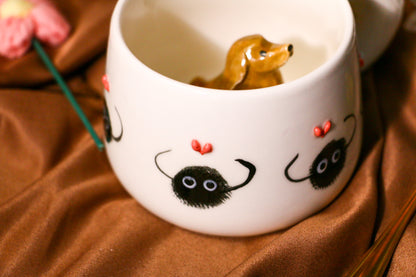 Custom Ceramic Pet Mug, 9Oz Handmade Personalized Coffee Mug with Dog or Cat Figurine
