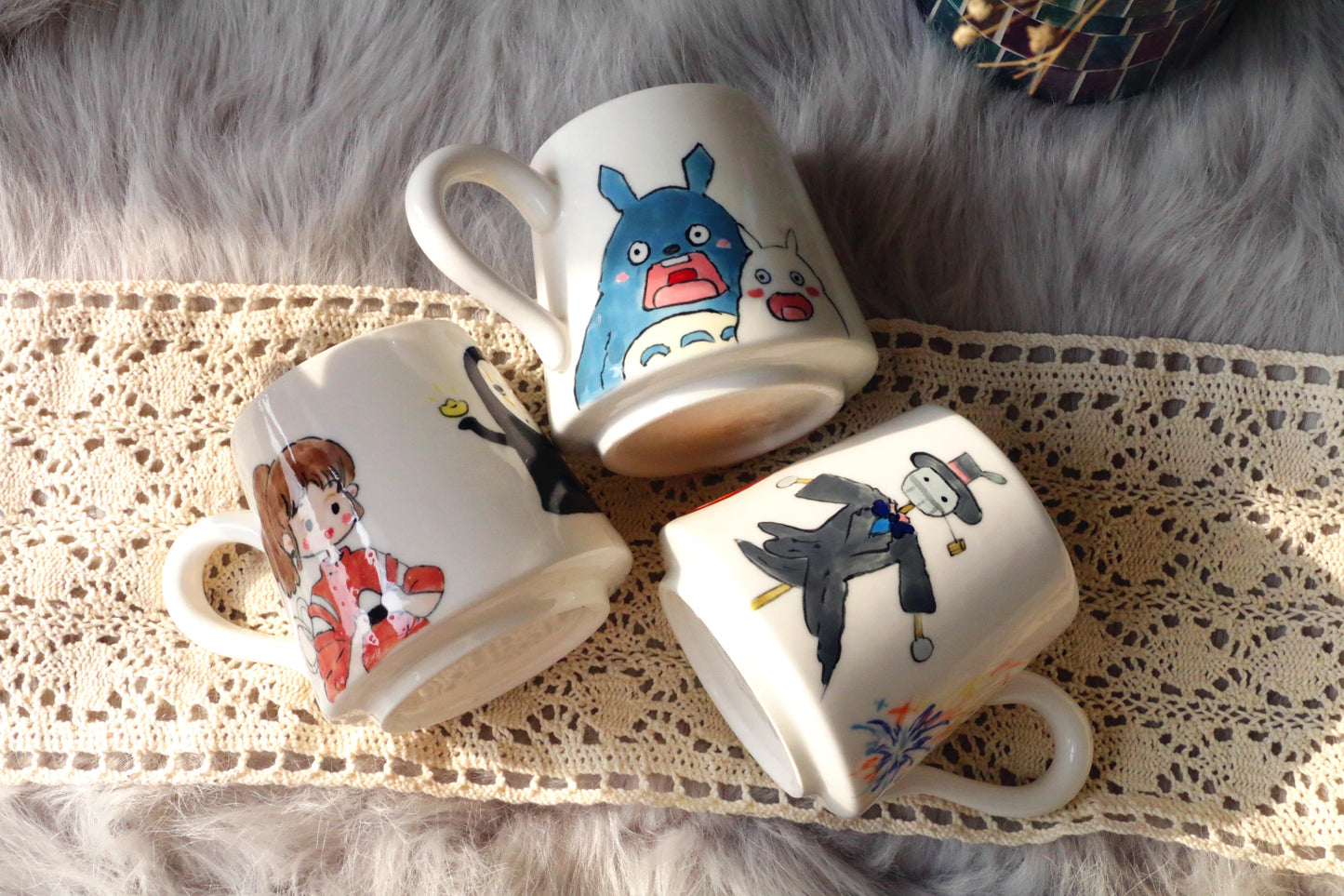Totoro Handmade Mugs, Personalized Ceramic Cup for Coffee Lovers, Anime Gift
