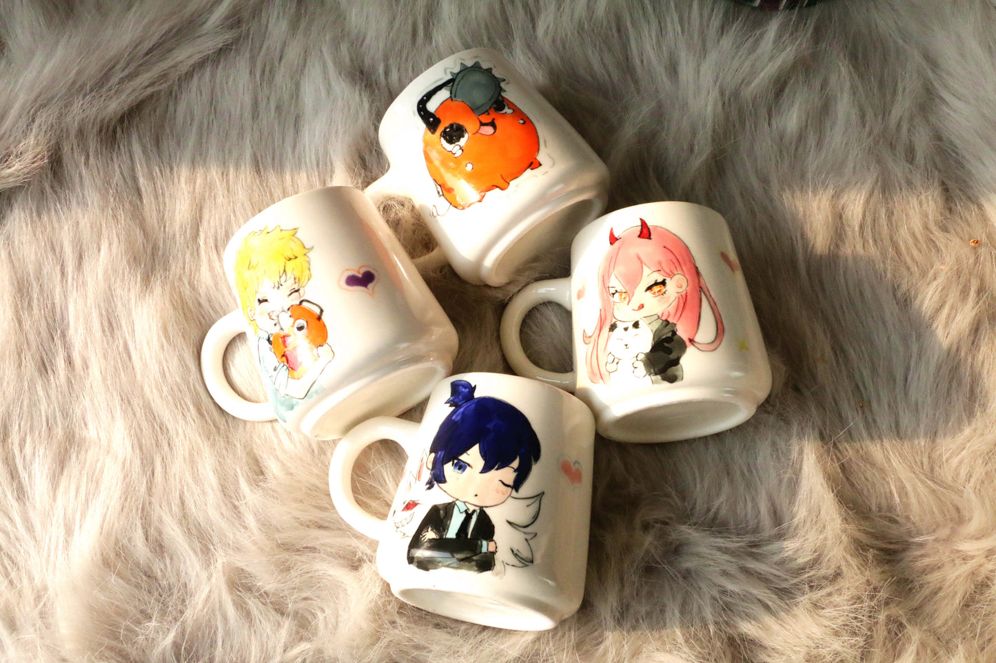 Chainsawman Ceramic Mugs Cute Handpainted, Personalized Ceramic Cup for Anime Lovers