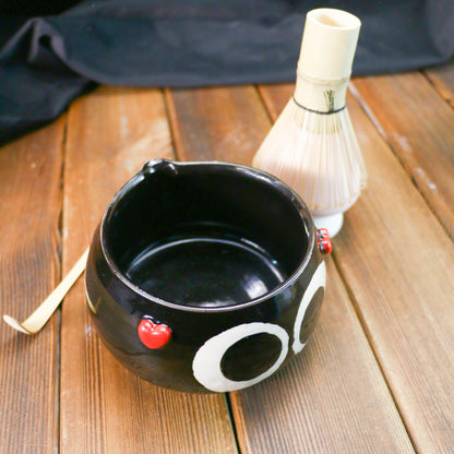 Handmade Soot Sprites 3D Heart Design Pet Urn, Personalized Ceramic Pet Keepsake Urn Ceramic Matcha Set, Handmade Matcha Bowl for Anime Lovers