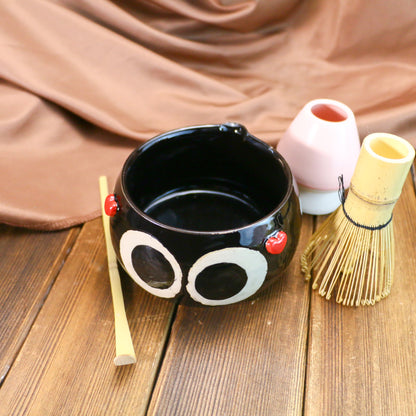 Handmade Soot Sprites 3D Heart Design Pet Urn, Personalized Ceramic Pet Keepsake Urn Ceramic Matcha Set, Handmade Matcha Bowl for Anime Lovers