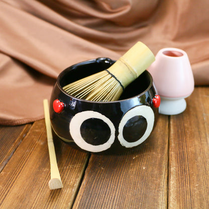 Handmade Soot Sprites 3D Heart Design Pet Urn, Personalized Ceramic Pet Keepsake Urn Ceramic Matcha Set, Handmade Matcha Bowl for Anime Lovers