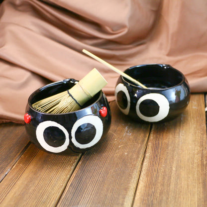 Handmade Soot Sprites 3D Heart Design Pet Urn, Personalized Ceramic Pet Keepsake Urn Ceramic Matcha Set, Handmade Matcha Bowl for Anime Lovers