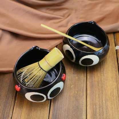 Handmade Soot Sprites 3D Heart Design Pet Urn, Personalized Ceramic Pet Keepsake Urn Ceramic Matcha Set, Handmade Matcha Bowl for Anime Lovers